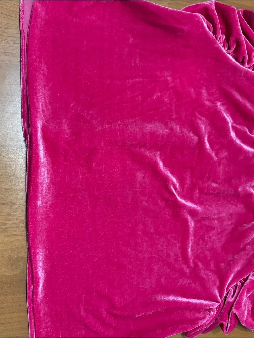Free People Velvet Puff-Sleeve Blouse in Fuchsia